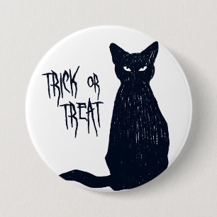 トリックオアトリート-黒猫シルエットハロウィーン 缶バッジ