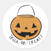 トリックオレンジカ図解入りの、写真付きのンパンプキン ラウンドシール (正面)