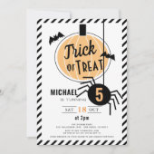 トリックオレンジパンプキンハロウィーン誕生日 招待状 (正面)