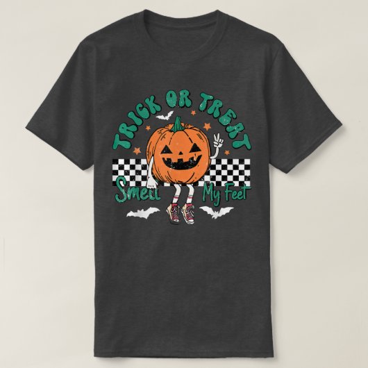 トリックオートリートオイ私の足かわいいカボチャ半小便 Tシャツ (デザイン正面)
