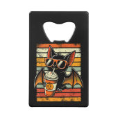 トリックオートリートカワイイこうもりヒップスターラテおもしろいハロー クレジットカード栓抜き (裏面)