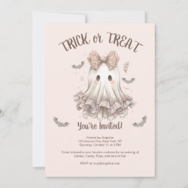 トリックオートリートカワイイ幽霊ガールハローウィンパーティ 招待状