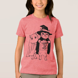 トリックオートリートハロウィーンキャットウィッチ幽霊 トライブレンドＴシャツ