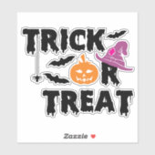 トリックオートリートハロウィーンタイポグラフィパンプキンウィッチ シール (シート)