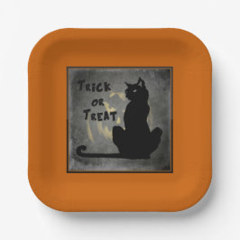 トリックオートリートブラックキャットハロウィーン紙プレート ペーパープレート