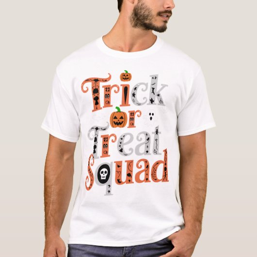 トリックスクワッドスクワッドハロウィンシャツ – 不気味かわいい Tシャツ (正面)