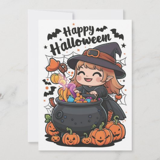 トリックスターシンプルなハッピーハロウィン シーズンカード (正面)