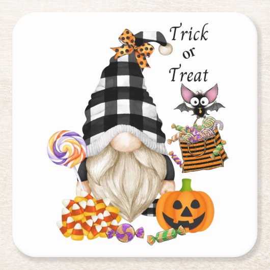 トリックハロウィーン格言 スクエアペーパーコースター (正面)