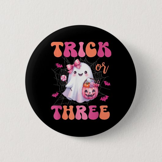 トリックハロウィーン3歳の幽霊誕生日 缶バッジ (正面)