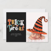 トリックフォトまたはトリートハッピーハローウィン写真 カード (正面)