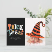 トリックフォトまたはトリートハッピーハローウィン写真 カード (スタンド正面)