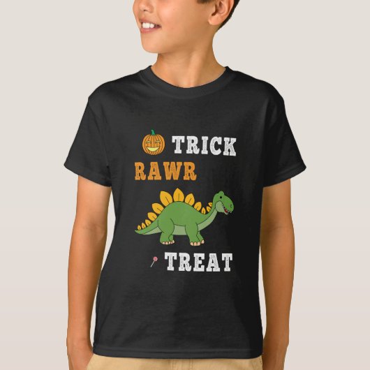 トリックラウドトリートカワイハロウィンステゴサウルスディノ Tシャツ (正面)