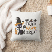 トリックラウドトリートブラックキャットホワイトハロウィーン クッション (ブランケット)