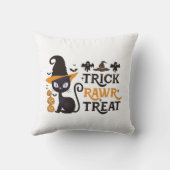 トリックラウドトリートブラックキャットホワイトハロウィーン クッション (裏面)