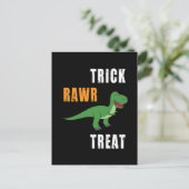 トリックラーが可愛いハロウィーンのティラノサウルスレックス ポストカード (スタンド正面)