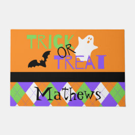 トリック不気味または治療アーガイル ドアマット