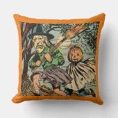 トリック又はトリートヴィンテージハロウィーン新聞プリント クッション (正面)