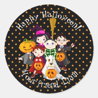 トリック又はトレータハロウィンクラシックラウンドラベル ラウンドシール