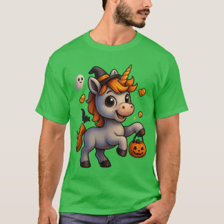 トリック+オアトリート ユニコーン スプーキー かわいい ハロウィン 家族 Tシャツ