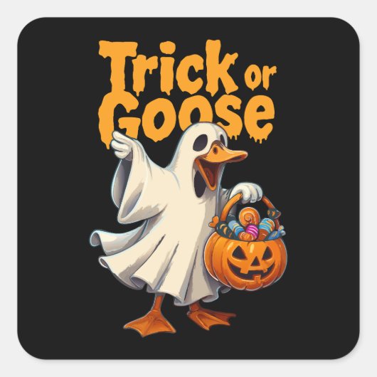 トリック・オア・グース ハロウィンのガチョウ スクエアシール (正面)