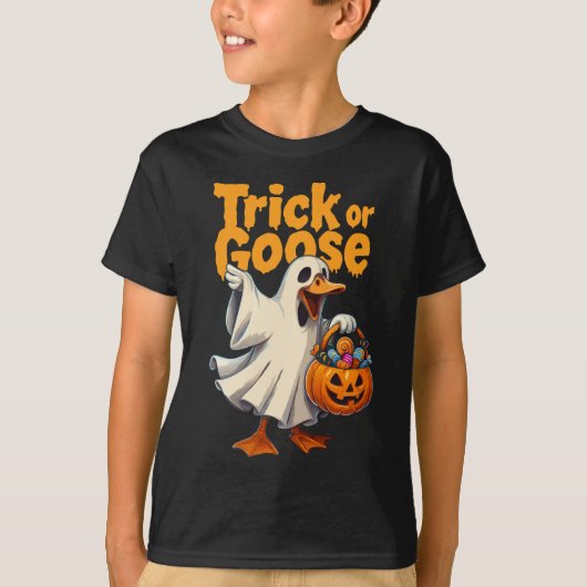 トリック・オア・グース ハロウィンのガチョウ Tシャツ (正面)