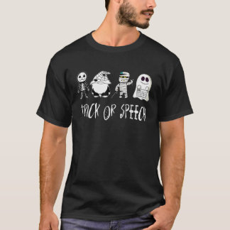 トリック オア スピーチ ゴースト ミイラ グノーム スケルトン SLP ハロウィン Tシャツ