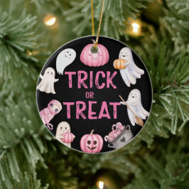 トリック・オア・スリー ハロウィンゴースト 3歳の誕生日パーティー セラミックオーナメント