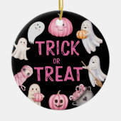 トリック・オア・スリー ハロウィンゴースト 3歳の誕生日パーティー セラミックオーナメント (正面)