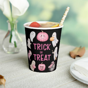 トリック・オア・スリー・ハロウィン・ゴースト 3歳の誕生日パーティー 紙コップ