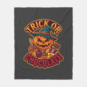トリック オア チョコレート ハロウィン カボチャ 魔法使いの帽子 缶 フリースブランケット