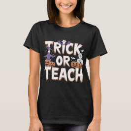 トリック オア ティーチ グルービー ティーチャー ハロウィン レトロ Tシャツ
