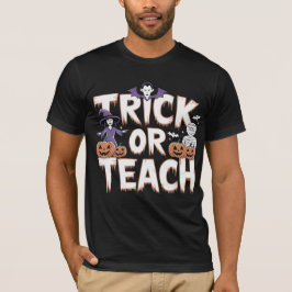 トリック オア ティーチ グルーヴィー ティーチャー ハロウィン レトロ Tシャツ