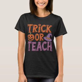 トリック オア ティーチ グルーヴィー ティーチャー ハロウィン レトロ Tシャツ