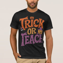 トリック オア ティーチ グルーヴィー ティーチャー ハロウィン レトロ Tシャツ