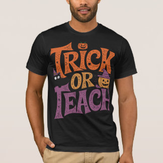 トリック オア ティーチ グルーヴィー ティーチャー ハロウィン レトロ Tシャツ