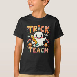 トリック・オア・ティーチ・スクール・ティーチャー・ゴースト・ハロウィン Tシャツ