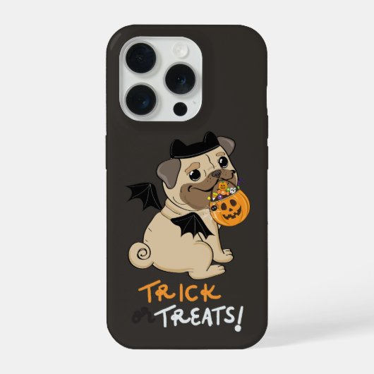 トリック・オア・トリーツ パグ コスチューム iPhoneケース (裏面)