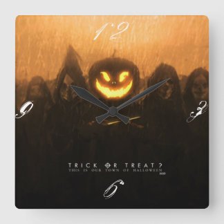 トリック・オア・トリートのハロウィンの柱時計 スクエア壁時計