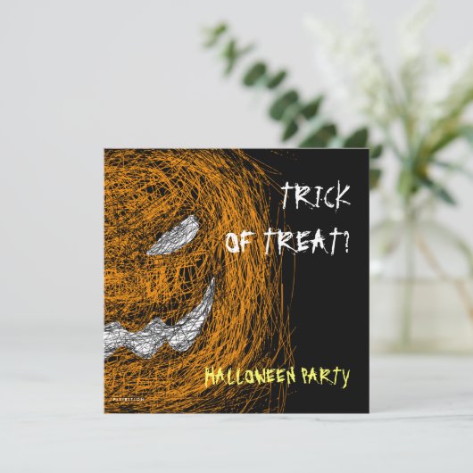トリック・オア・トリートのハローウィンパーティの招待状のカボチャ 招待状 (スタンド正面)