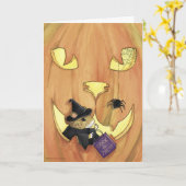 トリック・オア・トリートのマウス、ハロウィンカード カード (黄色い花)