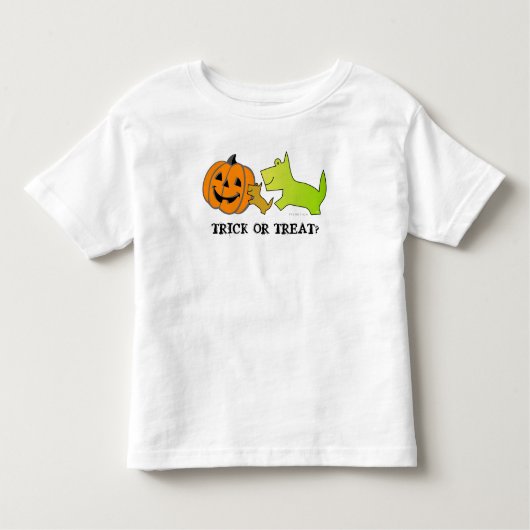 トリック・オア・トリートの子供のハロウィンの子犬のTシャツ1 トドラーTシャツ (正面)