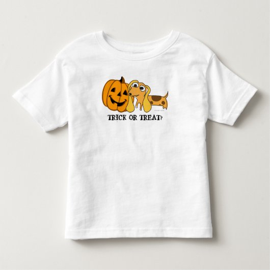 トリック・オア・トリートの子供のハロウィンの子犬のTシャツ3 トドラーTシャツ (正面)