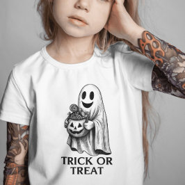 トリック・オア・トリートの幽霊 - ハロウィンのキャンディバケツ Tシャツ