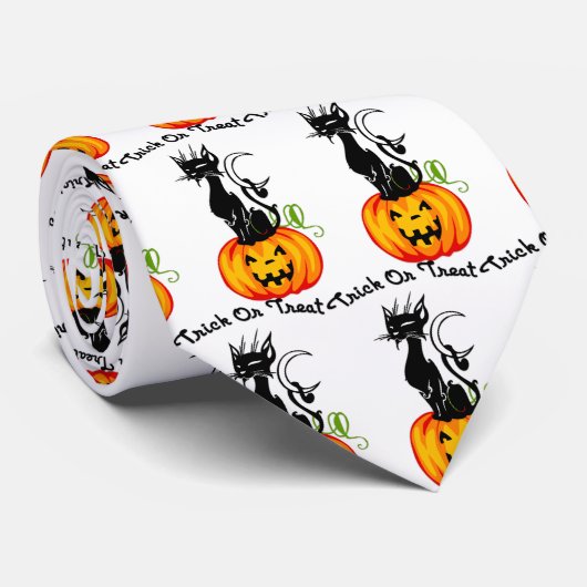 トリック・オア・トリートの黒猫のタイ ネクタイ (ロール)