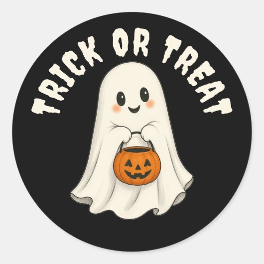 トリック・オア・トリート幽霊ハロウィン ラウンドシール (正面)