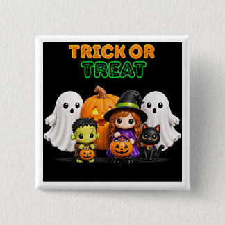 トリック・オア・トリート - かわいいハロウィンの友達 缶バッジ