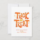 トリック・オア・トリート かわいい子供たちのハロウィーン教室カード 招待状 (正面)