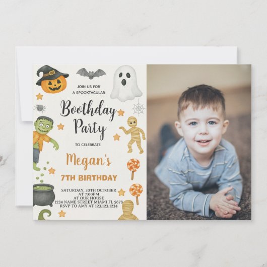 トリック・オア・トリート!キッズハロウィン誕生日パーティー招待状 招待状 (正面)