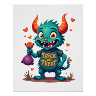 トリック・オア・トリート・キャンディ・モンスター � ハロウィンTシャツ D ポスター