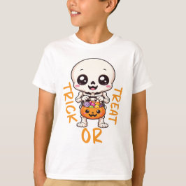 トリック・オア・トリート・スケルトン、少年スケルトン・ハロウィン Tシャツ